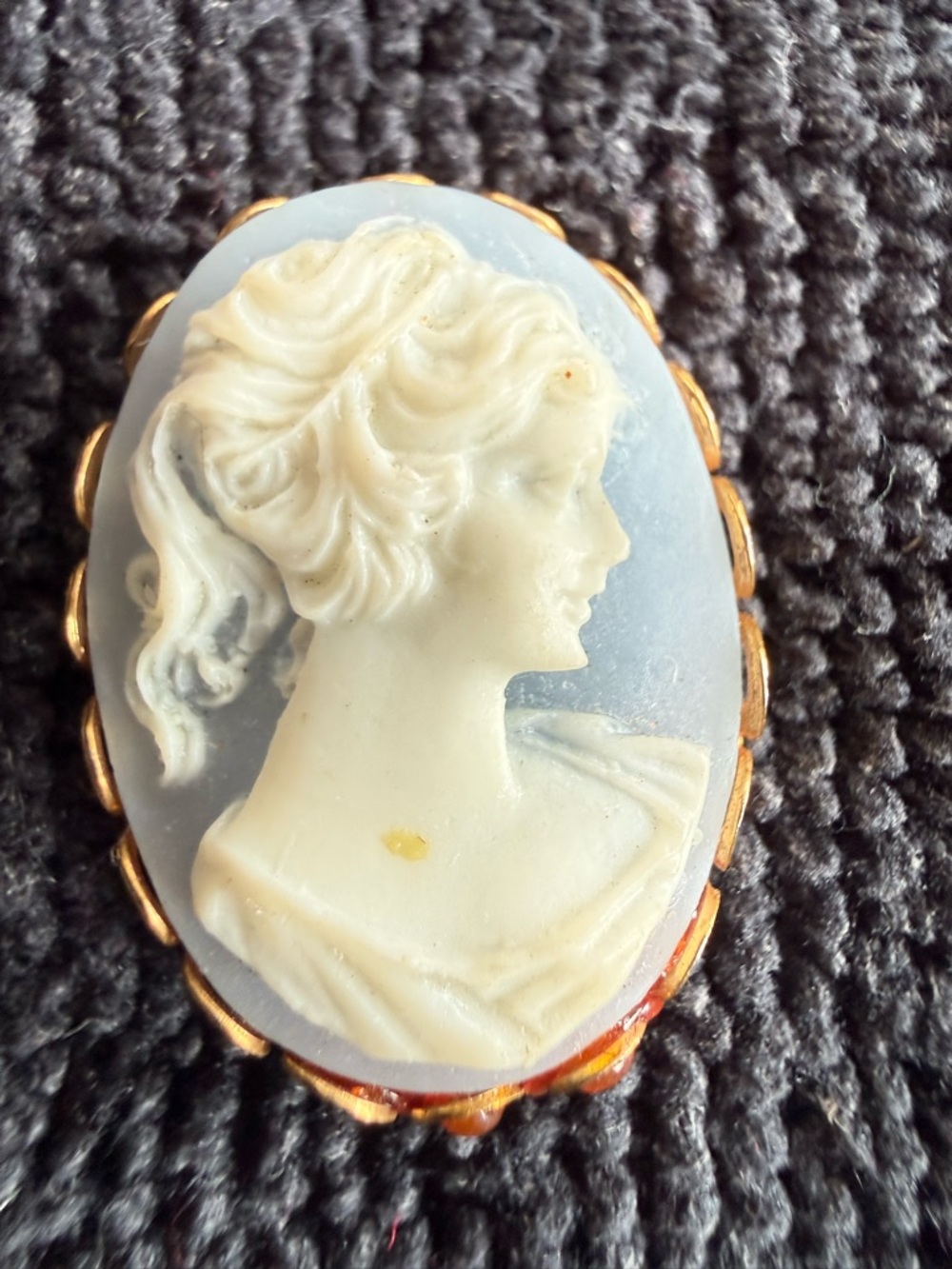 Classic Blue and Cream Cameo Brooch - Elegant Women’s Jewelry